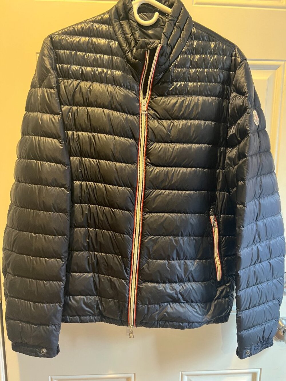 Moncler Men's Short Down Jacket Night Blue Size 4 (XL)